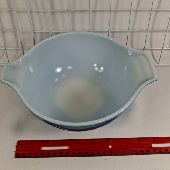 Vintage Pyrex Horizon Blue Cinderella Mixing Bowl #442 1.5 Qt Dia 7 In MilkGlass - Picture 10 of 10